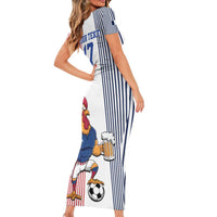 Custom France Football Short Sleeve Bodycon Dress White Gallic Rooster Mascot