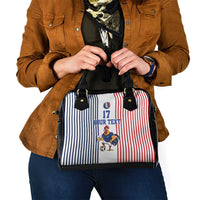 Custom France Football Shoulder Handbag White Gallic Rooster Mascot