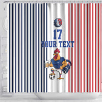 Custom France Football Shower Curtain White Gallic Rooster Mascot