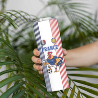Custom France Football Skinny Tumbler White Gallic Rooster Mascot