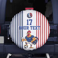 Custom France Football Spare Tire Cover White Gallic Rooster Mascot