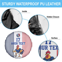 Custom France Football Spare Tire Cover White Gallic Rooster Mascot