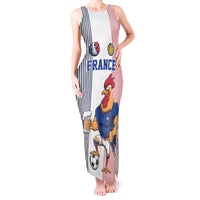Custom France Football Tank Maxi Dress White Gallic Rooster Mascot