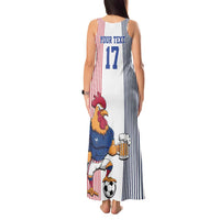 Custom France Football Tank Maxi Dress White Gallic Rooster Mascot