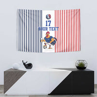 Custom France Football Tapestry White Gallic Rooster Mascot
