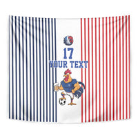 Custom France Football Tapestry White Gallic Rooster Mascot