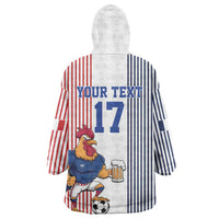 Custom France Football Wearable Blanket Hoodie White Gallic Rooster Mascot