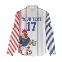 Custom France Football Women Casual Shirt White Gallic Rooster Mascot