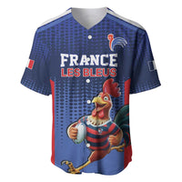 France Rugby Custom Baseball Jersey Come on Les Bleus Blue Style