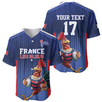 France Rugby Custom Baseball Jersey Come on Les Bleus Blue Style