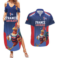 France Rugby Custom Couples Matching Summer Maxi Dress and Hawaiian Shirt Come on Les Bleus Blue Style