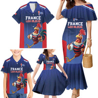 France Rugby Custom Family Matching Mermaid Dress and Hawaiian Shirt Come on Les Bleus Blue Style