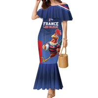 France Rugby Custom Family Matching Mermaid Dress and Hawaiian Shirt Come on Les Bleus Blue Style