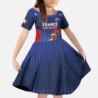 France Rugby Custom Family Matching Off The Shoulder Long Sleeve Dress and Hawaiian Shirt Come on Les Bleus Blue Style
