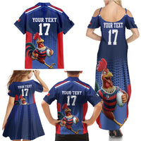France Rugby Custom Family Matching Summer Maxi Dress and Hawaiian Shirt Come on Les Bleus Blue Style