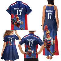 France Rugby Custom Family Matching Tank Maxi Dress and Hawaiian Shirt Come on Les Bleus Blue Style