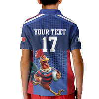 France Rugby Custom Kid Polo Shirt Come on Les Bleus Blue Style