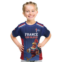 France Rugby Custom Kid T Shirt Come on Les Bleus Blue Style