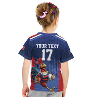 France Rugby Custom Kid T Shirt Come on Les Bleus Blue Style