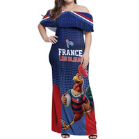 France Rugby Custom Off Shoulder Maxi Dress Come on Les Bleus Blue Style