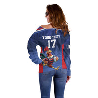 France Rugby Custom Off Shoulder Sweater Come on Les Bleus Blue Style