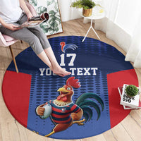 France Rugby Custom Round Carpet Come on Les Bleus Blue Style