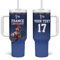 France Rugby Custom Tumbler With Handle Come on Les Bleus Blue Style
