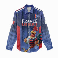 France Rugby Custom Women Casual Shirt Come on Les Bleus Blue Style