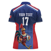 France Rugby Custom Women Polo Shirt Come on Les Bleus Blue Style