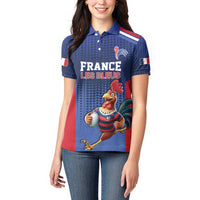 France Rugby Custom Women Polo Shirt Come on Les Bleus Blue Style