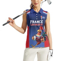 France Rugby Custom Women Sleeveless Polo Shirt Come on Les Bleus Blue Style