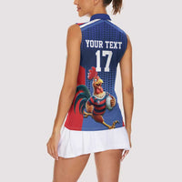 France Rugby Custom Women Sleeveless Polo Shirt Come on Les Bleus Blue Style