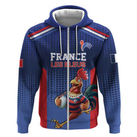 France Rugby Custom Zip Hoodie Come on Les Bleus Blue Style