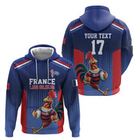 France Rugby Custom Zip Hoodie Come on Les Bleus Blue Style