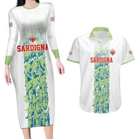Custom Sardinia Football Couples Matching Long Sleeve Bodycon Dress and Hawaiian Shirt Sardigna Sporty Style