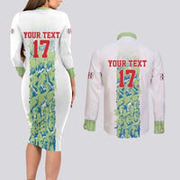 Custom Sardinia Football Couples Matching Long Sleeve Bodycon Dress and Long Sleeve Button Shirt Sardigna Sporty Style