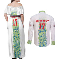 Custom Sardinia Football Couples Matching Off Shoulder Maxi Dress and Long Sleeve Button Shirt Sardigna Sporty Style