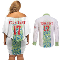 Custom Sardinia Football Couples Matching Off Shoulder Short Dress and Long Sleeve Button Shirt Sardigna Sporty Style