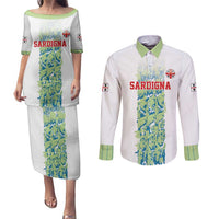 Custom Sardinia Football Couples Matching Puletasi and Long Sleeve Button Shirt Sardigna Sporty Style