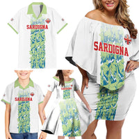 Custom Sardinia Football Family Matching Off Shoulder Short Dress and Hawaiian Shirt Sardigna Sporty Style