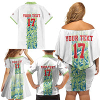 Custom Sardinia Football Family Matching Off Shoulder Short Dress and Hawaiian Shirt Sardigna Sporty Style