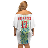 Custom Sardinia Football Family Matching Off Shoulder Short Dress and Hawaiian Shirt Sardigna Sporty Style