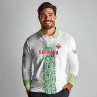 Custom Sardinia Football Long Sleeve Polo Shirt Sardigna Sporty Style
