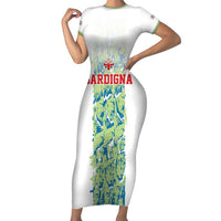 Custom Sardinia Football Short Sleeve Bodycon Dress Sardigna Sporty Style