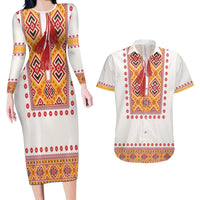 Slovakia Costume Couples Matching Long Sleeve Bodycon Dress and Hawaiian Shirt Traditional Folk Pattern