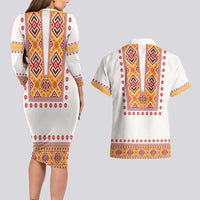 Slovakia Costume Couples Matching Long Sleeve Bodycon Dress and Hawaiian Shirt Traditional Folk Pattern