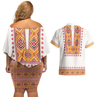 Slovakia Costume Couples Matching Off Shoulder Short Dress and Hawaiian Shirt Traditional Folk Pattern