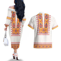 Slovakia Costume Couples Matching Off The Shoulder Long Sleeve Dress and Hawaiian Shirt Traditional Folk Pattern