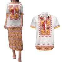 Slovakia Costume Couples Matching Puletasi and Hawaiian Shirt Traditional Folk Pattern