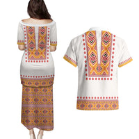 Slovakia Costume Couples Matching Puletasi and Hawaiian Shirt Traditional Folk Pattern